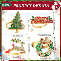 YICKYUE  -  8Sets Red and Green Cloth Napkins & Christmas Napkin Rings Fabric and Metal Holiday Dinners Table Decoration for 2026 Xmas Decor