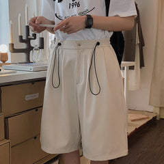 HEARUJOY  -  New Men's Straight Leg Casual Pants Loose Fit Versatile Korean Sle Trendy Cotton mid Waist Five-Quarter Length