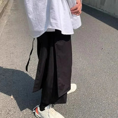HEARUJOY  -  Dark Skirt Pants Japanese Retro Double-Layer Casual Samurai Pant Hakama Genderless Streetwear Fashion Wide-Leg Pants Unisex 2025