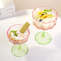 YICKYUE  -  Creative Simple Tall Cup Ice Cream Cup Lead free Kitchen Supplies Cute Pink Glass Dessert Bowl Yogurt Fruit Pudding Milk Cup
