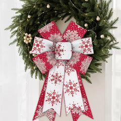 YICKYUE  -  Christmas Snowflake Bow Ribbon, Xmas Wired Edge Ribbon Holiday Red White Burlap Ribbon For Gift Wrapping Christmas Decorations