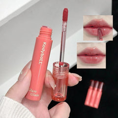 YICKYUE  -  Water Light Mirror Lip Gloss Long Lasting Moisturizing Orange Red Lip Glaze Nourishing Glossy Liquid Lipstick Makeup Cosmetics