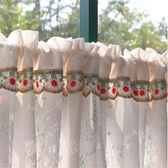 YICKYUE  -  Chinese-Style Elegant Short Curtain Punch-Free Half Curtain Small Window Gauze Curtain Velcro Shade Home Decorative