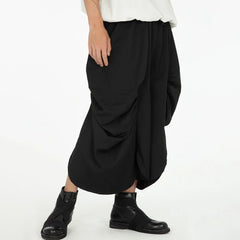 Hearujoy Original Design Y2k Loose Culottes Men Trend Dark Wide-leg Pants New Casual Pants Pleated Genderless Culottes