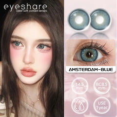 YICKYUE  -  1 Pair Green Colored Contact Lenses Gray Eyes Natural Blue Eyes Contact Lens Eye Makeup Beauty Beautiful Pupils