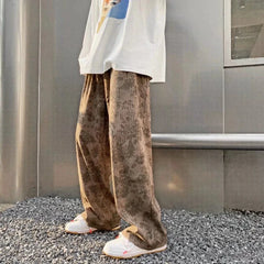 HEARUJOY  -  Corduroy Pants Men's Autumn and Winter Craft Watermark Straight Loose Casual Pants American Retro Draped Wide-leg Trousers