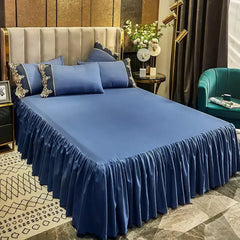 YICKYUE  -  Lace edge bed skirt bed cover matte four piece set, 1.5m 1.8m European style thickened version