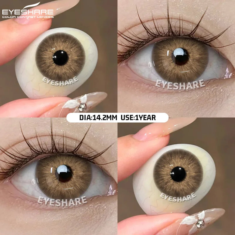 YICKYUE  -  1pair Color Contact Lenses with Eyes Natural Blue Contact Lenses Brown Pupils Beauty Gray Lenses Yearly Green Contacts