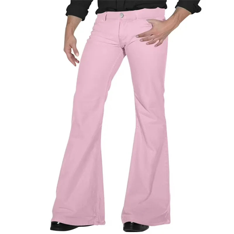 HEARUJOY  -  Men's Clothing Cross-Border Amazon Solid Color Daily Casual Stretch Slim Retro Flare Pants