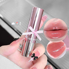 YICKYUE  -  Pink Crystal Mirror Glass Solid Lip Gloss Water Light Lipstick Clear Red Jelly Lip Glaze Moisturizing Nude Brown Lip Tint Makeup