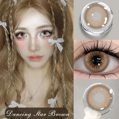 YICKYUE  -  1 Pair Colorld Contact Lenses for Eyes With Degree Korean Lenses Pink Lenses Beauty Pupils Graduated Make up Lenses New