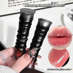 YICKYUE  -  Crystal Punk Red-Brown Glossy Lip Stain Mirror Lip Glaze Sheer Nude Glitter Lip Tint Watery Shine Plumping Makeup Cosmetics