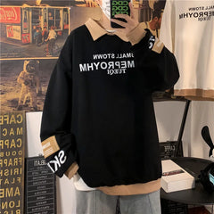 HEARUJOY  -  Autumn Lapel Hoodie Men Fashion Print Casual Oversized Sweatshirt Men Streetwear Hip Hop Loose Pullover Hoodies Mens Hoody