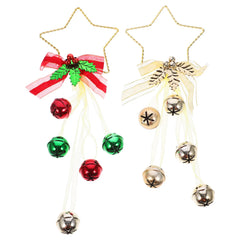 YICKYUE  -  2 Pcs Bell Ornaments Christmas Hand Jingle Bells of Hanging Decoration Holiday Festival Pendants Metal