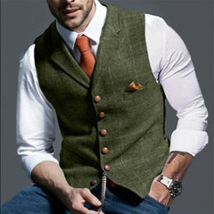 HEARUJOY  -  Men Suit Vests Slim Fit 2024 Spring Autumn Male Sleeveless Formal Business Jackets Casual Plaid Waistcoat For Wedding Groomsmen