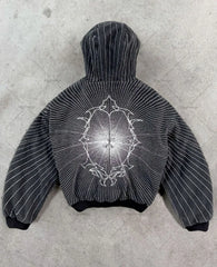 HEARUJOY  -  New High Street Trendy Brand Jacket Gothic Punk Harajuku Embroidered Zipper Hoodie Men Hip Hop Retro Casual Oversized Sweatshirt
