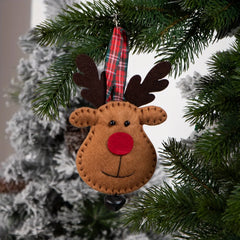 YICKYUE  -  6 Pcs Set Christmas Tree Ornament Hanging Decorations, Reindeer And Bell-Shaped Pendants, Suitable For Decorating Living Room