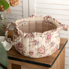 YICKYUE  -  Pastoral Fabric Storage Basket Sundries Toys Cosmetics Storage Basket Home Decoration Cute Floral Underwear Storage Basket