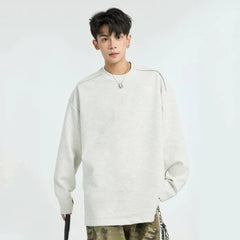 HEARUJOY  -  Men's Autumn Winter New Style Long Sleeve T Shirt Designer Inner Wear Outer Wear Loose Zip Casual Crew Neck Sweatshirt