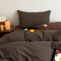 YICKYUE  -  3pcs 100% Cotton Duvet Cover Set Grid Washed Cotton Quilt Cover Full Queen 220*240 King Size Bedding Set without Sheet Drop Ship