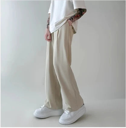 Hearujoy 2024 Men's Loose Solid Color Casual Pants Fashion Trend Black/grey Color Trousers Oversized Business Suit Pants Size M-5XL