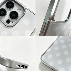 YICKYUE  -  Korean Ins Trendy Polka Dot Grey Phone Case For iPhone 18 ULTRA 17 AIR 16 15 14 13 12 11 Pro Max PLUS Surface Glossy Y2K Cover