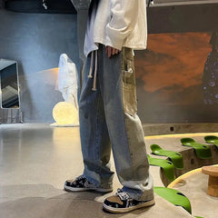 Hearujoy Punk Hip Hop Baggy Straight Man Cowboy Pants Men's Jeans with Pockets Grunge Y2k Trousers High Quality Luxury Loose Regular Xs L