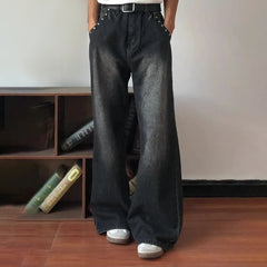 Hearujoy Y2K Mens Pants Heavy Duty Willow Wash Gradient Jeans Autumn Casual Streetwear Loose Versatile Men's And Women’s Baggy Pants