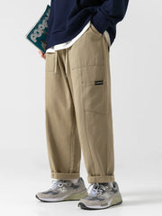 HEARUJOY  -  Casual Cotton Work Pants Men's Loose Straight Leg American High Street Retro Pure Cotton Long Trousers Autumn Winter Trendy