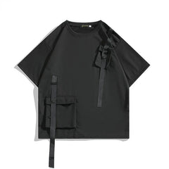 Hearujoy Fashion Ribbons Techwear T Shirts Men Streetwear Y2k Harajuku Trending Women Men's Tee Shorts Hip Hop Casual Summer Tops Tees