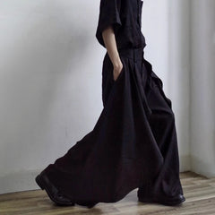 HEARUJOY  -  Y2k Dark Gothic Layered Skirt Pants Samurai Pants Hakama Streetwear Irregular Fashion Wide-Leg Pants Old Money Unisex New