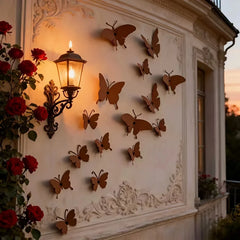 YICKYUE  -  15pcs Rustic Metal Butterfly Wall Decor Set Butterfly Silhouette Wall Art Room Decor Garden Patio Fence Outdoor Home Decorations