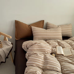 YICKYUE  -  Plaid printing skin-friendly and comfortable double-layer yarn small fresh printing four-piece set, dormitory