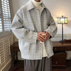 HEARUJOY  -  Autumn Winter New Fashion Turn-down Collar Long Sleeve Solid Jackets Men's Clothing Button All-match American Style Vintage Tops