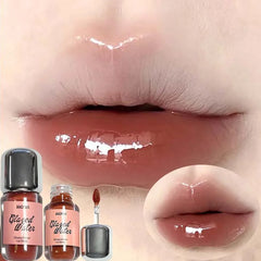 YICKYUE  -  8 Color Glass Water Light Mirror Lip Gloss Lipstick Waterproof and Moisturizing Easy To Colors Nude Pink Daily Korean Lip Makeup