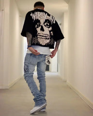Hearujoy High Street Y2k Tops Sage Green Oversized Cropped Oversized Graphic t shirts Cotton Loose Style Couples Gothic Printed T shirt