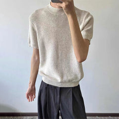 HEARUJOY  -  Summer New Men's Knitted Short-sleeved T-shirt American Fashion Trend Casual Simple Loose Breathable Unisex Men's Tops