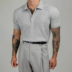 HEARUJOY  -  Men's Knitted Short-Sleeved Polo Shirt American Retro Fashion Trend Casual Simple Loose Breathable Niche Summer New Men's Tops