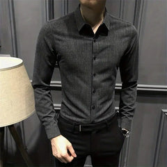 Hearujoy New Long Sleeved Shirt for Men High-end Korean Style Casual Slim Fit Men's Shirt High-end Business Men's Shirt