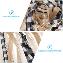 YICKYUE  -  1Pcs Rustic Burlap Banner Linen Lace Bunting for Wedding Party Festival Decoration Fabric Garland Wall Hanging Home Decor