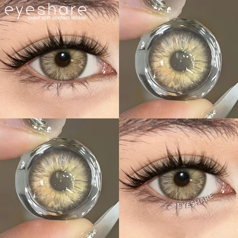 YICKYUE  -  1 Pair Green Colored Contact Lenses Gray Eyes Natural Blue Eyes Contact Lens Eye Makeup Beauty Beautiful Pupils
