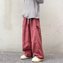 Hearujoy Japanese Men's Y2K Vintage Casual Cargo Baggy Wide Leg Pants Sweatpants Hip Hop Track Pants Men Harajuku Korean Style