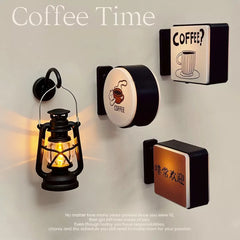 YICKYUE  -  Coffee Corner Creative Atmosphere Light Sign Fridge Magnet Magnetic Home Miniature Pegboard Coffee Shop Glowing Decoration
