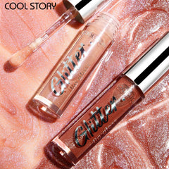 YICKYUE  -  8 Colors Sparkling Lip Gloss High Shine Pearl Lip Glaze with Glitter Long Lasting Moisturizing Lip Makeup Non-Sticky Lipstick