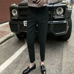 HEARUJOY  -  Men Suit Pants Long Pant Straight Trousers Pockets Splice Slim Fit Striped High Waist Regular Casual Autumn Winter 2025 New