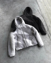 Hearujoy American trend fashion color matching street wear pattern zipper hooded coat High street casual padded winter jacket men