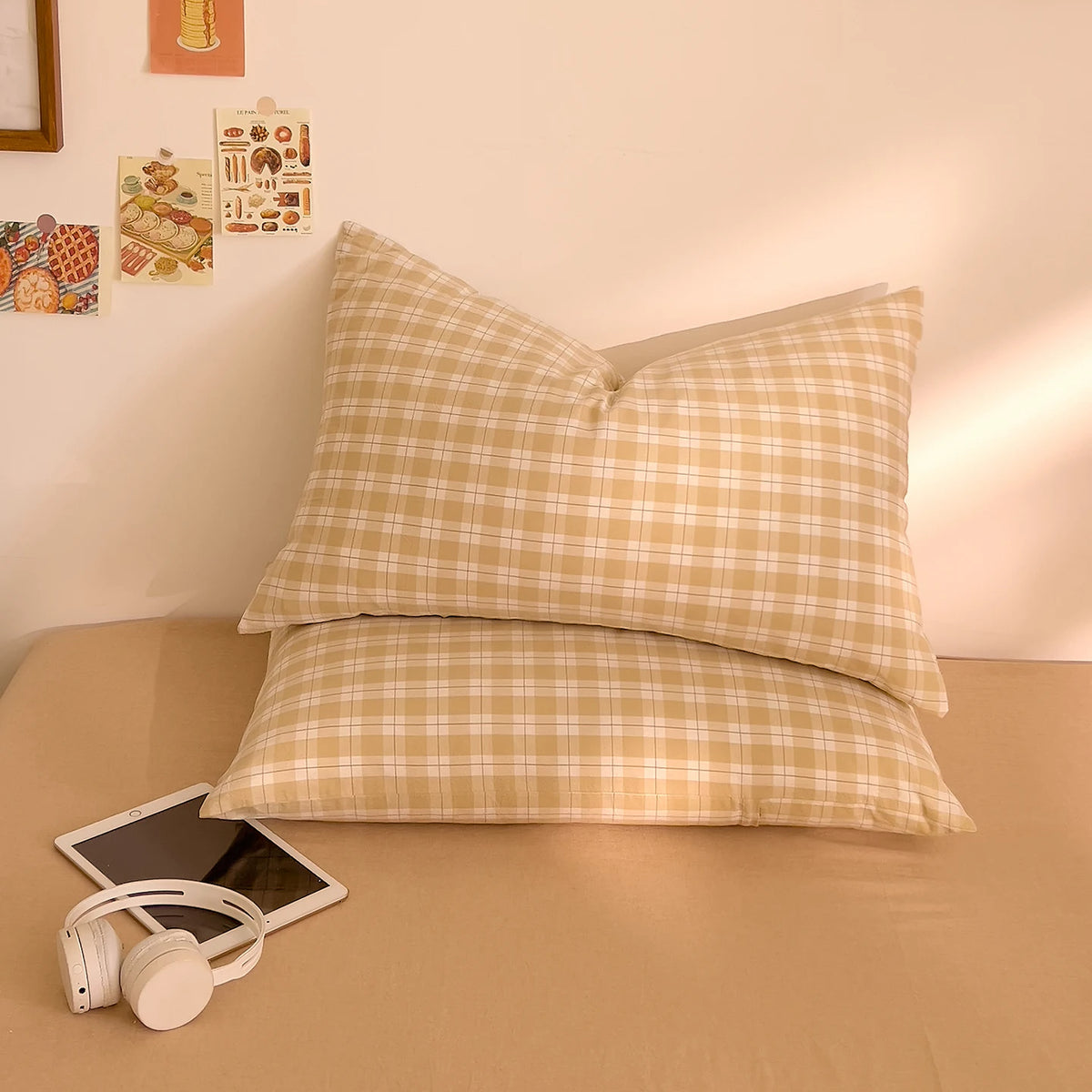 YICKYUE  -  100% Cotton Pillowcase 48x74cm Pillow Cover Soft Cushion Cover Stripe Pillowsham 2pcs Rectangle Pillowslip 베개커버