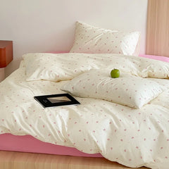 YICKYUE  -  Colorful Star Print Duvet Cover Set Fresh Summer 100% CottonQuilt Cover+Pillowcase Single Queen Student Adult Bed Linens 3pcs