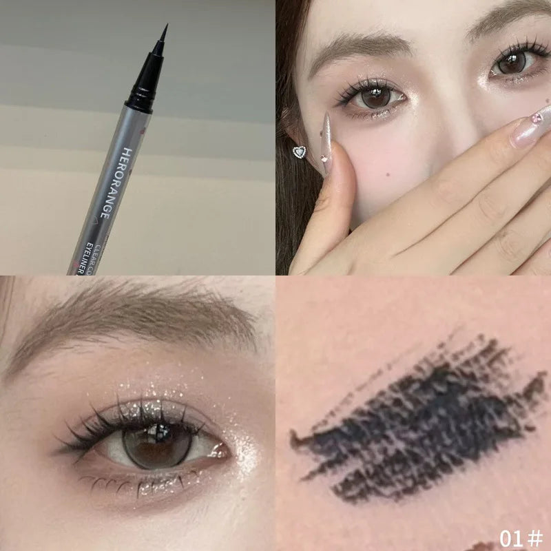 YICKYUE  -  1Pc Waterproof Sweat-Proof Ultra Thin Black Brown Liquid Eyeliner Lying Silkworm Pen Long-Lasting Eye Makeup Eye Liner Pencils