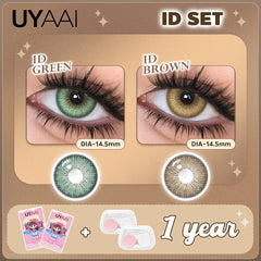 YICKYUE  -  [2 pairs set] Color Contact Lenses Beauty Makeup Contact lenses Cosmetics Green Lenses Natural Black Pupils Brown Contacts